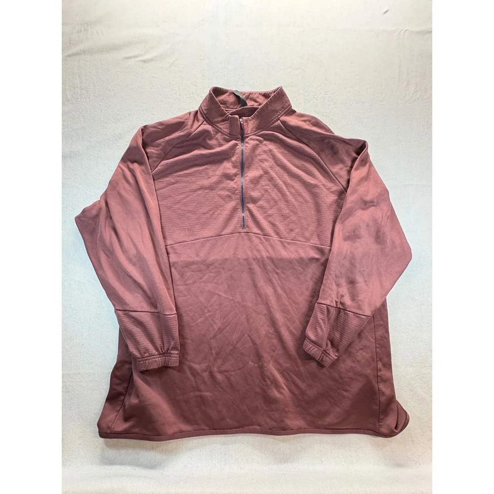 Adidas Mens 4XLT COLD.RDY Quarter Zip Pullover Burgundy Mock Neck Active Top
